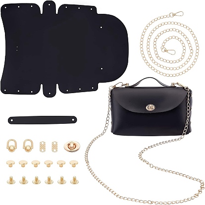 Наборы для самостоятельного изготовления женской сумки через плечо из искусственной кожи, включая ткань, повернуть замок, ремешок с цепочкой, винт