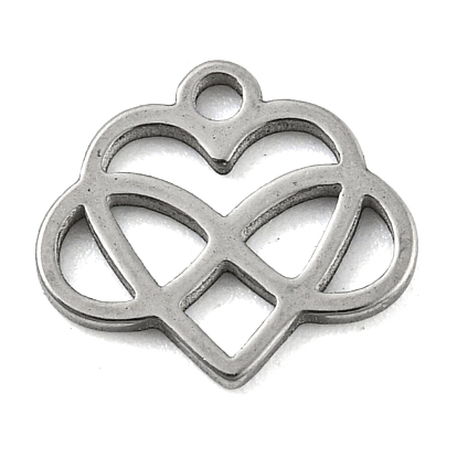 Laser Cut 304 Stainless Steel Charms, Heart with Infinity Charms
