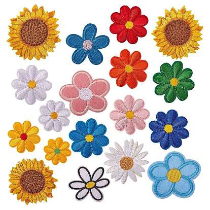 18Pcs 18 Style Computerized Embroidery Cloth Iron on/Sew on Patches, Costume Accessories, Flower