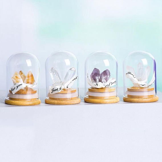 Природный драгоценный камень украшения дисплей, со стеклянной крышкой, для домашнего офисного стола