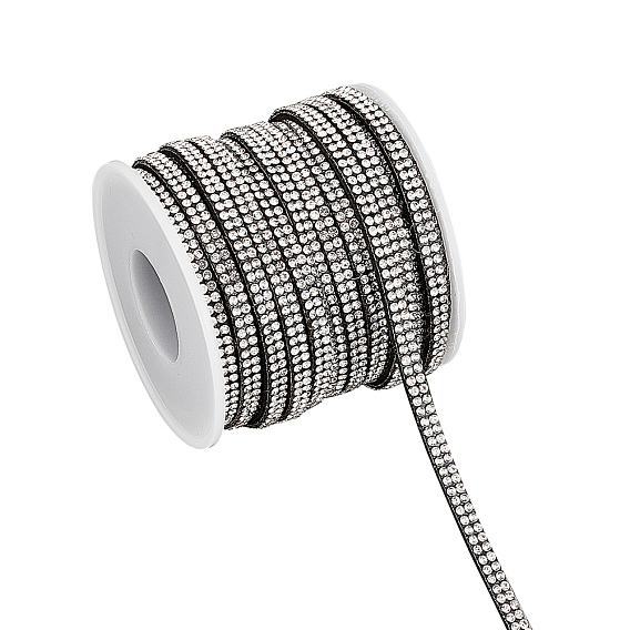 Плоский шнур из искусственной замши 10м., с кристально горный хрусталь, плоский