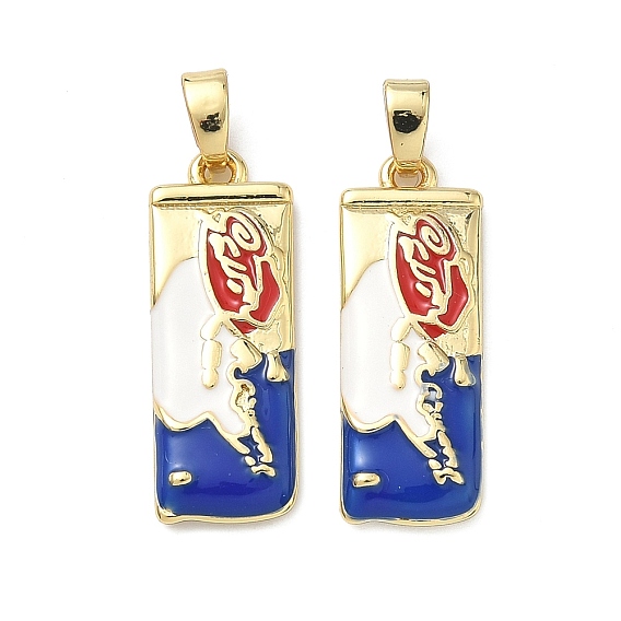Латунные подвески, прямоугольник с картой-талисманом, с эмалью, без кадмия и без свинца, стойки покрытие, долговечный