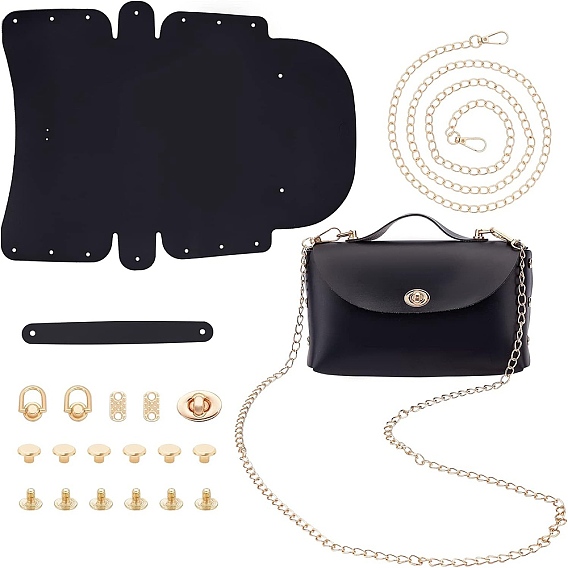 Наборы для самостоятельного изготовления женской сумки через плечо из искусственной кожи, включая ткань, повернуть замок, ремешок с цепочкой, винт