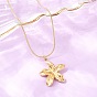 304 Collares con colgante de flor de acero inoxidable y cadena de serpiente redonda para mujer