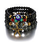 Bracelet multicouche de style bohème avec breloques en métal étoile de mer et mauvais œil