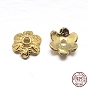 Real 18K Gold Plated 6-Petal 925 Sterling Silver Bead Caps, Flower, 7x2.5mm, Hole: 1.5mm, about 76pcs/20g