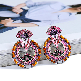 Retro Beaded Round Diamond Earrings for Women - Fashionable, High-end and Versatile Jewelry Accessories