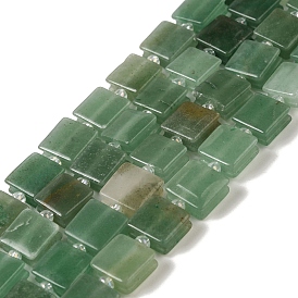 Natural Aventurine Beads Strands, Square, with Seed Beads