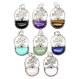 Gemstone Pendants, with Jump Ring, Tree of Life