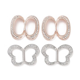 Gorgecraft 4Pcs Double Oval & Butterfly Crystal Rhinestone Scarf Clip Buckle, Alloy Clothing Wrap Holder for Women