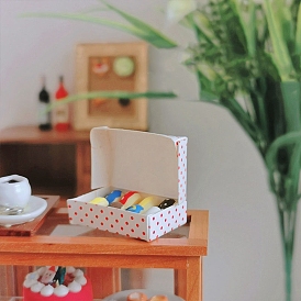 Resin Doughnut Miniature Ornaments, with Paper Box, Micro Landscape Home Dollhouse Accessories, Pretending Prop Decorations