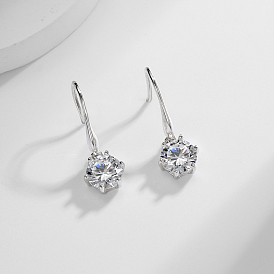 Elegant Vacation Style 925 Sterling Silver Cubic Zirconia Dangle Earrings for Women