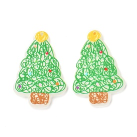 Christmas Theme 3D Printed Resin Pendants, DIY Earring Accessories, Christmas Tree, PaleGreen