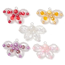 Handmade Glass Seed & Glass Pearl Beads, Loom Pattern, Butterfly Pendants