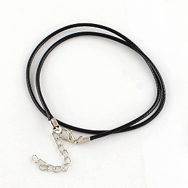 Waxed Cotton Cord Necklace Making, with Alloy Lobster Claw Clasps and Iron End Chains