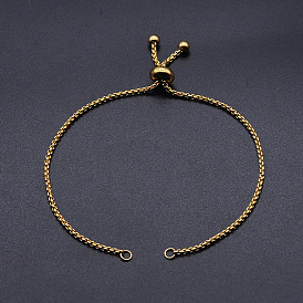 Placage ionique réglable (ip) 201 fabrication de bracelets coulissants en acier inoxydable, fabrication de bracelets bolo chaîne chaîne