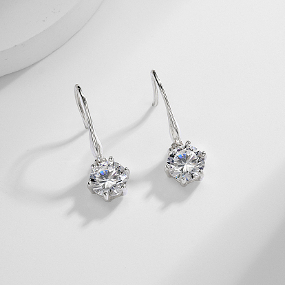 Elegant Vacation Style 925 Sterling Silver Cubic Zirconia Dangle Earrings for Women