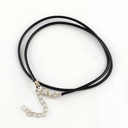 Waxed Cotton Cord Necklace Making, with Alloy Lobster Claw Clasps and Iron End Chains