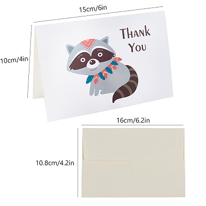 CRASPIRE Envelope and Animal Pattern Thank You Cards Sets, for Mother's Day Valentine's Day Birthday Thanksgiving Day