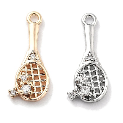 Подвески из латуни с покрытием из прозрачного кубического циркония, без кадмия, без никеля и без свинца, долговечный, прелести ракетки