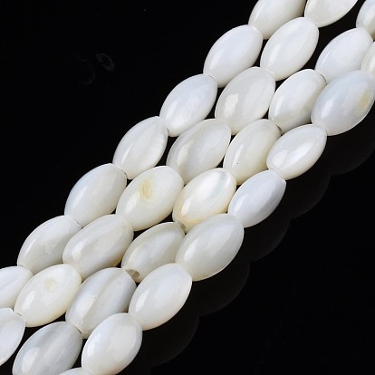Freshwater Shell Beads Strands, Undyed, Oval