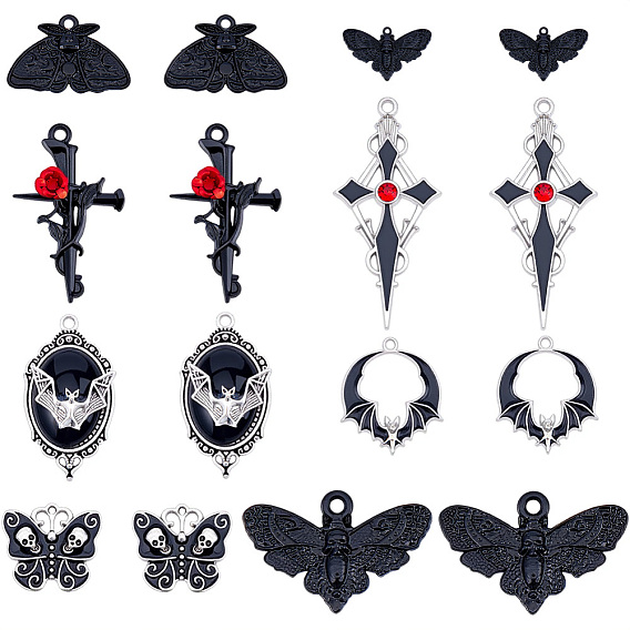 32шт. 8 стили: готический, тема Хэллоуина, сплав, эмалированные подвески, разнообразные