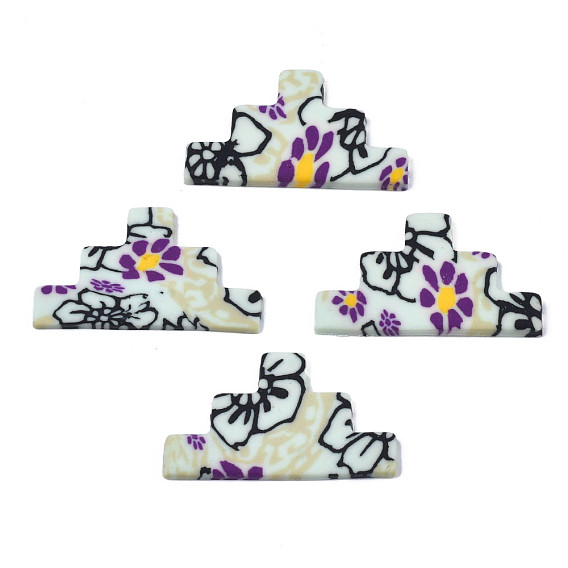 Handmade Polymer Clay Cabochons, Stacking Puzzle with Flower