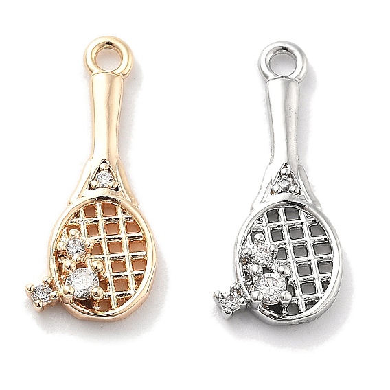 Подвески из латуни с покрытием из прозрачного кубического циркония, без кадмия, без никеля и без свинца, долговечный, прелести ракетки