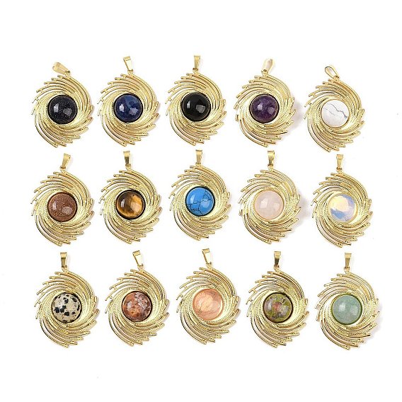 Драгоценный камень подвески, спиральный овальный глаз 304 подвески из нержавеющей стали, золотые, ионное покрытие (ip)