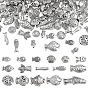 142Pcs 16 Styles Tibetan Style Zinc Alloy Beads, Fish