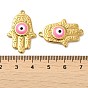 304 Stainless Steel Enamel Pendants, Real 18K Gold Plated, Hamsa Hand with Evil Eye Charm