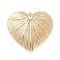 Brass Micro Pave Clear Cubic Zirconia Pendants, Heart Charms