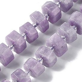Perles naturelles de perles de lépidolite, facette, plat rond