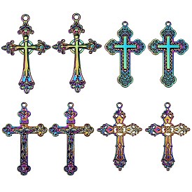8 шт 4 стили сплав большие подвески, без кадмия и без свинца, крестик