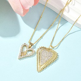 Латунные микропаве прозрачные кубические цирконии ожерелья с подвеской в виде сердца для женщин