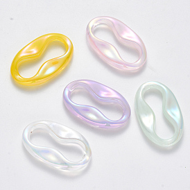 Transparent Acrylic Linking Rings, AB Color Plated, Imitation Gemstone Style, Oval
