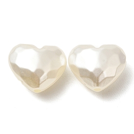 ABS Plastic Imitation Pearl Beads, Heart, Faceted