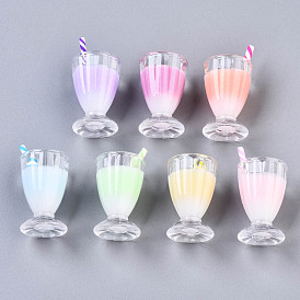 Epoxy Resin and Polymer Clay, Imitation Cream Glass, Plastic Pendants