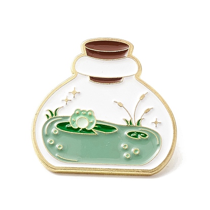 Frog in The Bottle Enamel Pin, Animal Alloy Badge for Backpack Clothes, Golden