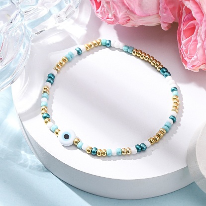 Браслеты ручной работы из лэмпворка и стеклянных бусин от сглаза для мужчин и женщин