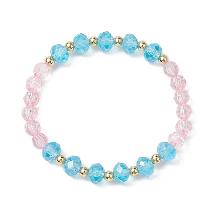 Transparent Acrylic & Faceted Glass Beaded Stretch Bracelets for Women, Pink