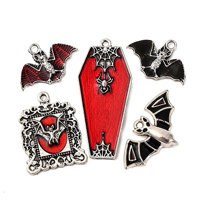 Подвески из эмали из сплава Hallowmas, античное серебро