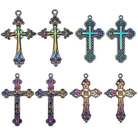8 шт 4 стили сплав большие подвески, без кадмия и без свинца, крестик