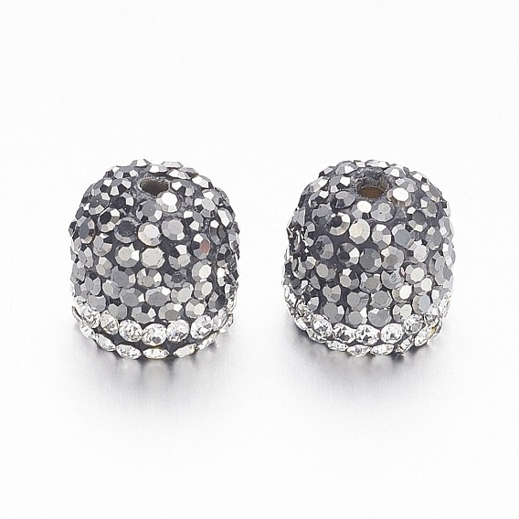 Латуни мозг заканчивается, Торцевые крышки, с полимерной глиной стразами, полукруглые / купольные, золотые