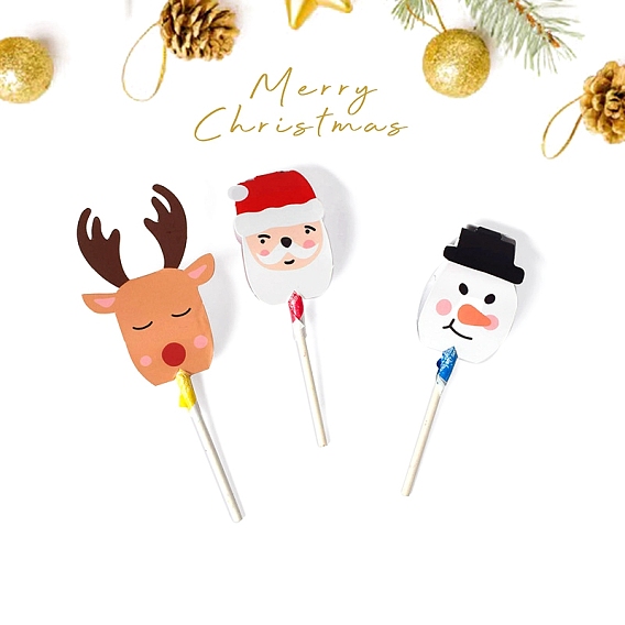 Милая рождественская открытка с бумажным леденцом на палочке, рождественские украшения
