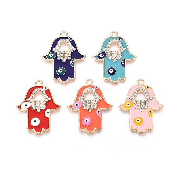 Подвески из сплава со стразами и эмалью, рука хамса с оберегом от сглаза, золотые