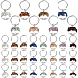 32 Pcs 8 Colors Natural Gemstone Tree of Life Keychains, with Alloy Pendant and Iron Rings, Platinum