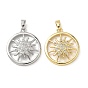 Латунные микро проложить кубического циркония подвески, плоские круглые с солнцем