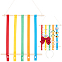 Hanging Hair Pin Storage Frame, Hair Bow Holder, with Plastic Hook, Wooden Sticks & Polyester Ribbon, Rectangle