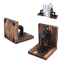 Sujetalibros de madera con tubería industrial realista, soporte para libros en forma de L